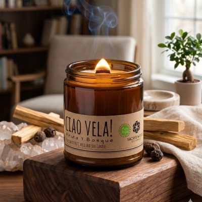 Ciao Vela! Limited Edition Wooden Wick Palo Santo Wood + Fruit Candle